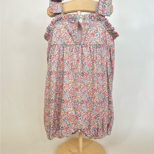 NWOT Girls Pink Floral BOW Sleeve Ruffle Romper